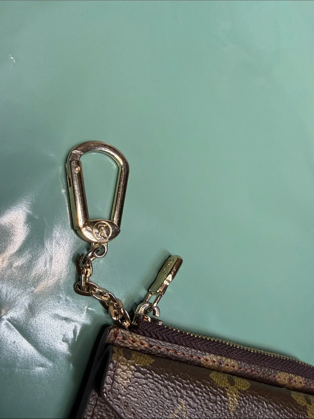 Monogram Canvas Small Zip Card Holder Key Pouch - Brown